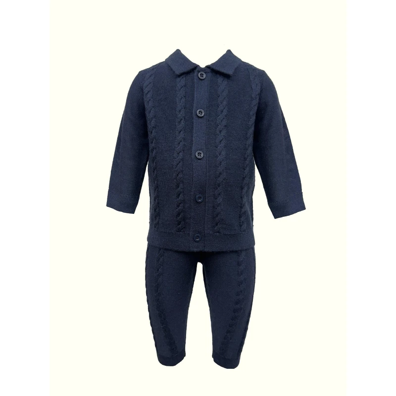 Image of Pretty Green Kids Top and Trouser Pyjama Set Navy Blazer male 0-3 Mnth