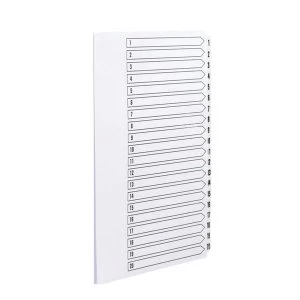 Image of Concord Presentation Index Unpunched White Mylar Tabs 1-20 A4 White Ref 75401 Pack 5