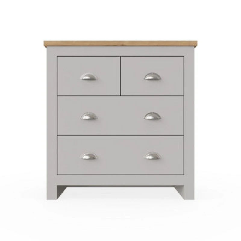 Image of Timber Art Design Lisbon Light Grey Bedroom Chest Of Drawers 2+2 4 Drawer Storage Cabinet Furniture