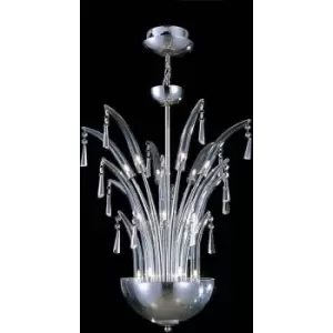 Image of Diyas - Jasper round pendant light 18 polished chrome/crystal bulbs