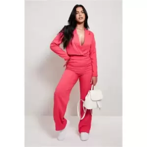 Image of I Saw It First Hot Pink Cropped Open Tie Back Blazer - Pink