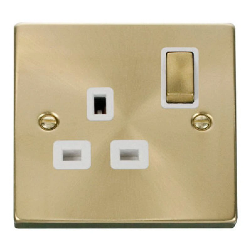 Image of SE Home Satin / Brushed Brass 1 Gang 13A DP Ingot Switched Plug Socket Gold unisex