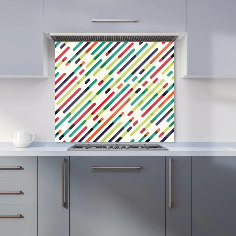 Image of Warren Reed - Designer Coloured Diagonal Abstract Pattern Kitchen Splashback in Green Size: 600mm x 650mm Green Unisex 600mm x 650mm