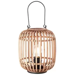 Image of Mathias Complete Table Lamp, Natural Bamboo, Plywood, Matt Black Paint - Endon