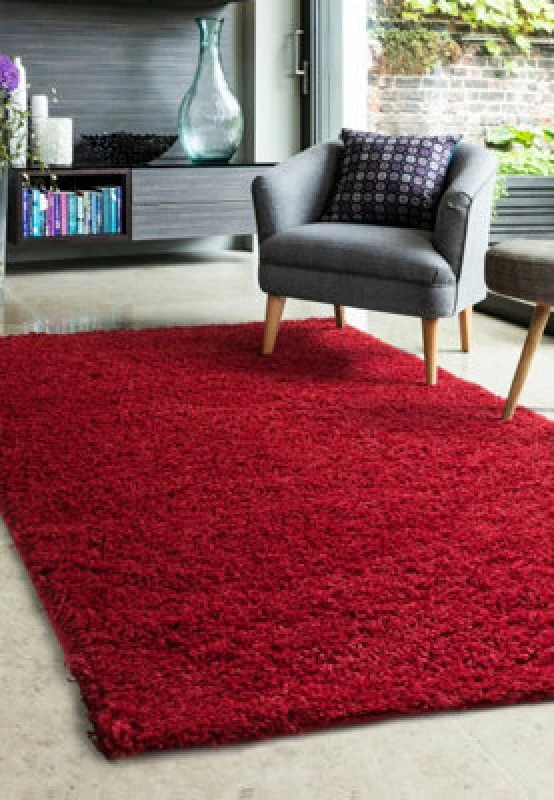 Image of Melrose Venus Shaggy Red High Pile Medium Area Rug 120/170Cm