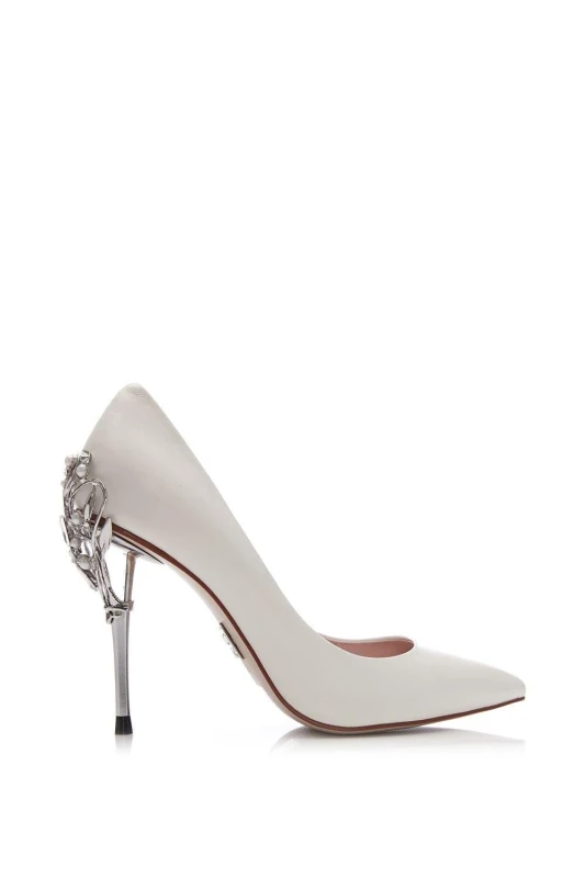 Image of Moda In Pelle 'Illari' Leather Court Shoes Off White