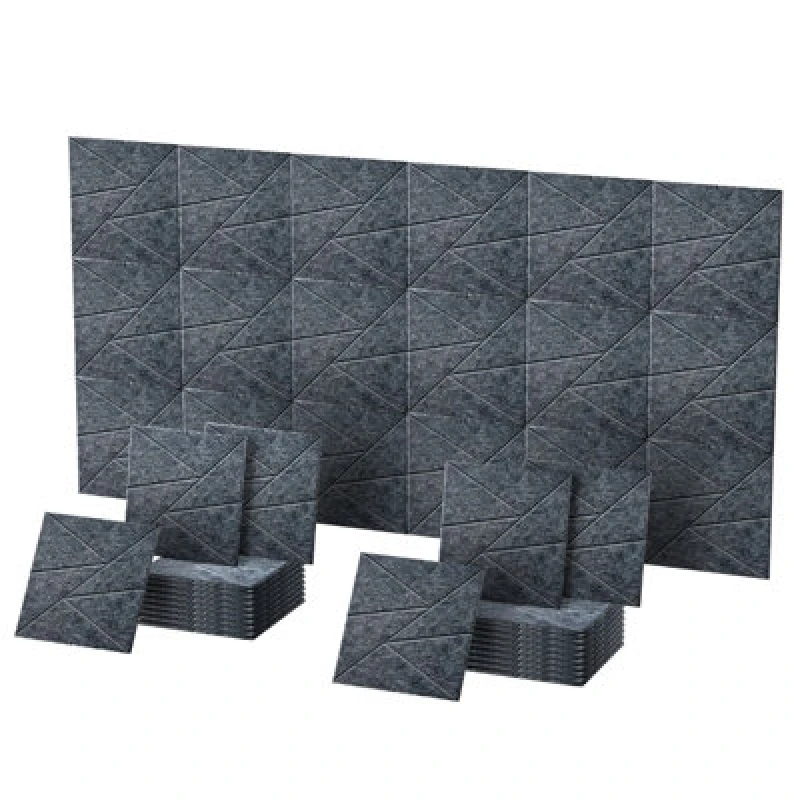 Image of Gr8 Home 12 X Dark Grey Square Self Adhesive Acoustic Wall Panels Sound Proofing Pad Set