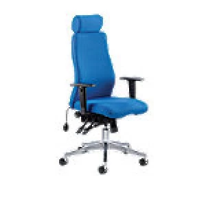 Image of Posture Chair Onyx Ergo With Headrest Blue Fabric With Adjustable Arms