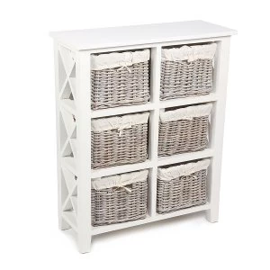 Image of Robert Dyas Tocino Ready Assembled X Side 6-Basket Rectangular Wooden Storage Unit