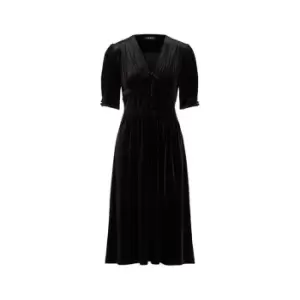 Image of Lauren by Ralph Lauren Vinyamin Puff-Sleeve Velvet Dress - Black