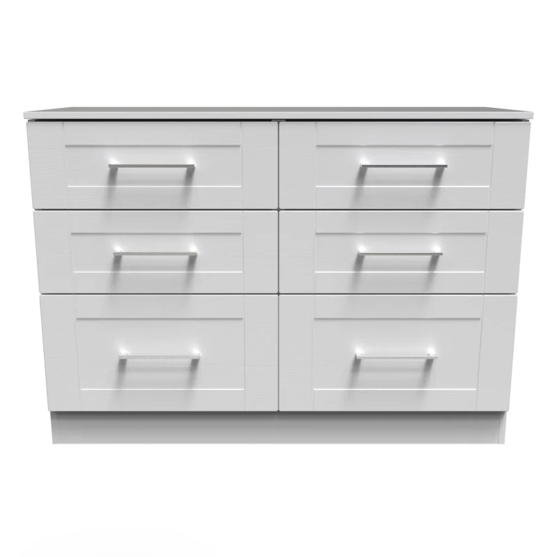 Image of Ripon 6 Drawer Wide Chest In White Ash (Ready Assembled)