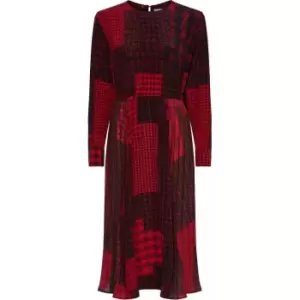 Image of TOMMY HILFIGER Icon Patchwork Midi Dress Ls - Red