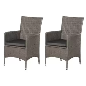 Image of Outsunny 2pc Outdoor Rattan Armchair - Grey