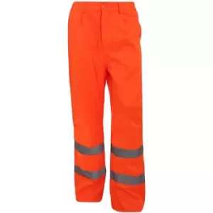 Image of Yoko Workwear Mens Hi-Vis Polycotton Work Trouser (Regular) (Pack of 2) (42W x Regular) (Hi Vis Orange) - Hi Vis Orange