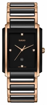 Image of RADO Integral L Mens Black/Rose Gold PVD Plated Bracelet Watch