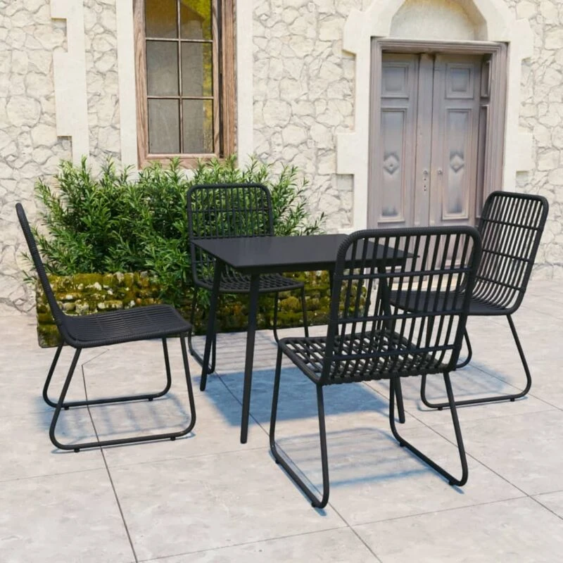 Image of VIDAXL 5 Piece Outdoor Dining Set Poly Rattan and Glass Vidaxl 8720286241660