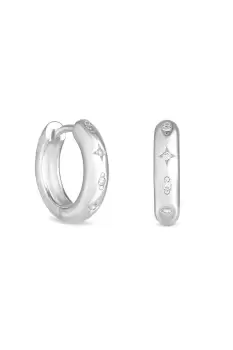 Image of Silver Plated Recycled Medium Star Hoop Earrings - Gift Pouch