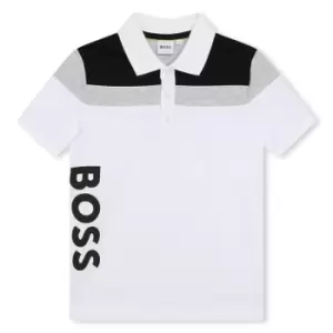 Image of Boss Large Logo Polo Shirt Juniors - White