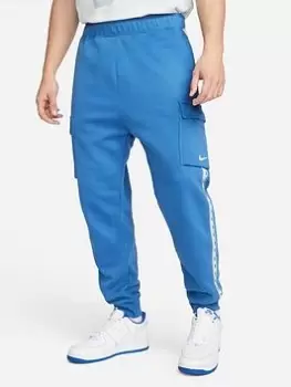Image of Nike NSW Repeat Fleece Cargo Pants - Blue Size S, Men