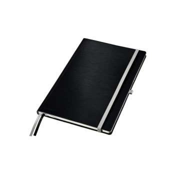 Image of Style Notebook A4 Ruled with Hardcover 80 Sheets. with Fastener, Pen Holder and Inside Pockets Satin Black - Outer Carton of 5