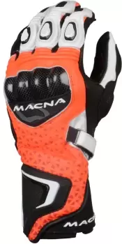 Image of Macna Track R Gloves, black-white-orange Size M black-white-orange, Size M