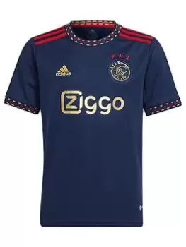 Image of Adidas Junior Ajax Away 22/23 S/s Replica Shirt, Navy, Size 7-8 Years