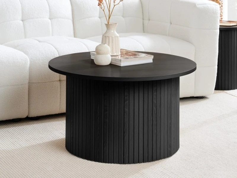 Image of Birlea Round Fluted Coffee Table Black Axel Birlea Black