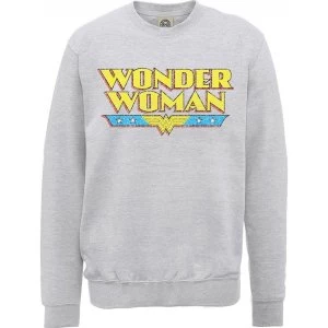Image of DC Comics - Wonder Woman Logo Crackle Mens X-Large Sweatshirt - Grey