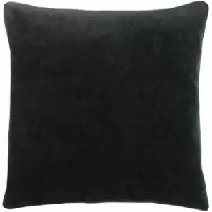 Image of Solo Plain Velvet 100% Cotton Cushion Cover, Black, 45 x 45cm - Furn