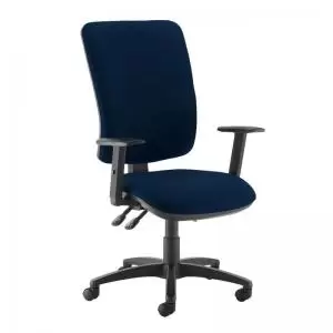 Image of Senza extra high back operator chair with adjustable arms - Costa Blue
