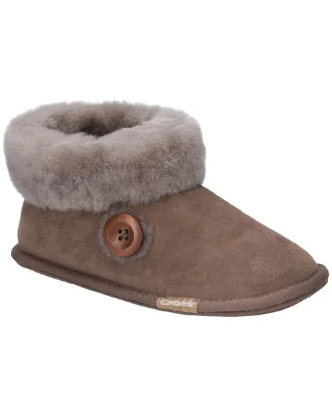 Image of Cotswold Womens Wotton Pull On Sheepskin Bootie Slippers - UK 4 Brown female GDE2718CHE4