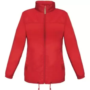 Image of B&C Womens/Ladies Sirocco Lightweight Windproof, Showerproof & Water Repellent Jacket (L) (Red)
