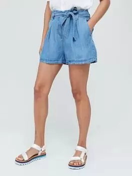 Image of Superdry Vintage Paper Bag Short - Blue Size 16, Women