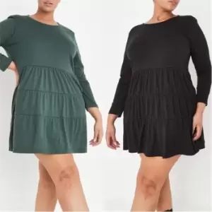 Image of Missguided Tierred Smock Dress Ls - Multi