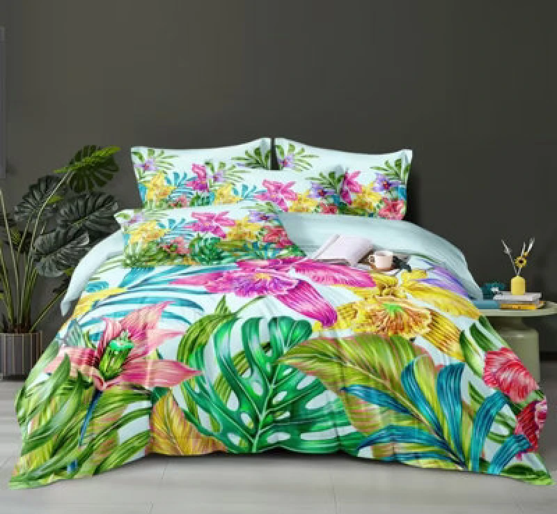 Image of Ezysleep Ezysleep Azure Floral Printed Duvet Set Size: Double Multi Double Unisex 0721545366269