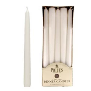 Image of Prices Candles Prices Tapered Dinner Candles - Pack of 10 - White