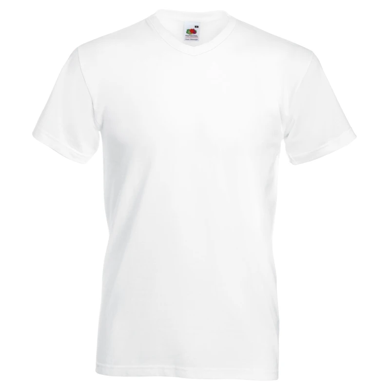 Image of Fruit Of The Loom Fruit of the Loom Men Valueweight V-Neck, Short Sleeve T-Shirt in White Size: Small White S Male 5055747631791