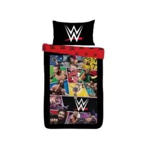 Image of WWE Duvet Cover Set (Single) (Black/Red)