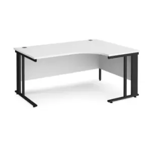 Image of Office Desk Right Hand Corner Desk 1600mm White Top With Black Frame 1200mm Depth Maestro 25 MCM16ERKWH