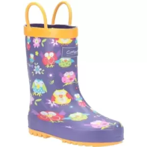 Image of Cotswold Girls Puddle Patterned Rubber Welly Wellington Boots UK Size 13 (EU 32)