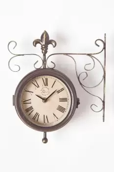 Image of Cast Iron Wall Mounted Outdoor Clock & Thermometer