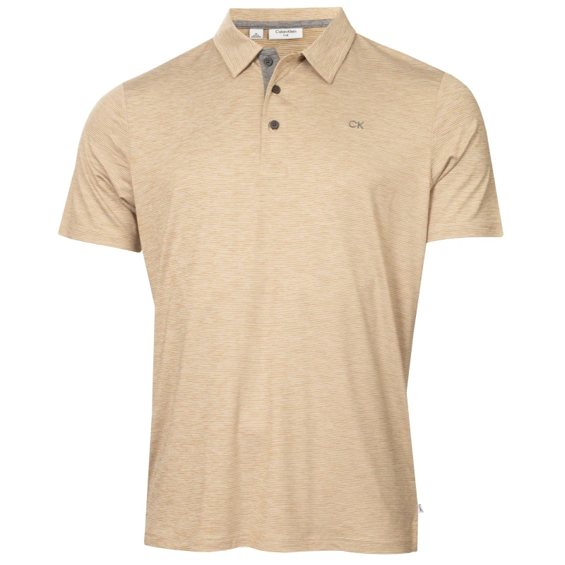 Image of Calvin Klein Golf Mens Short-Sleeve Performance Polo Shirt Khaki male Small