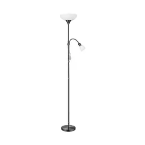 Image of Floor Lamp Light Nickel Shade White Plastic Glass Bulb E27 E14 1x60W 1x25W