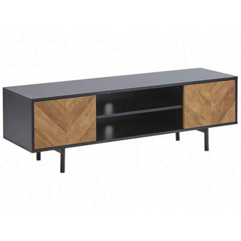 Image of Beliani Rustic TV Stand Salina Brown/ Black
