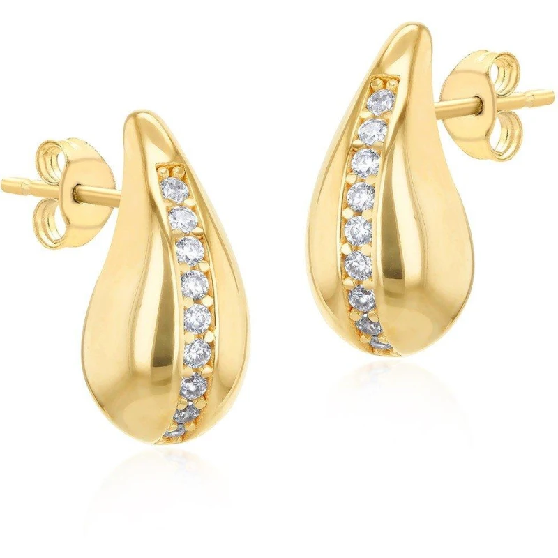 Image of Be You 9ct Gold CZ Teardrop Stud Earrings Yellow Gold female One Size