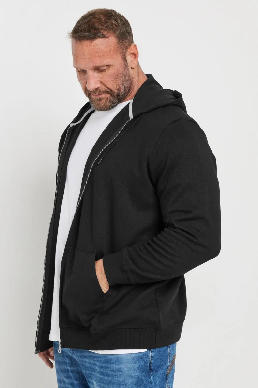 Image of BadRhino BadRhino Men Zip Through Diamond Quilted Hoodie in Black Size: X-Large Black XL Male 5063111744053