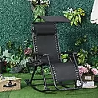 Image of OutSunny Rocking Chair Steel Frame Black 670 x 1,020 mm