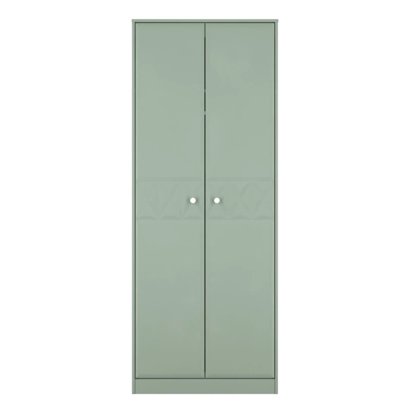 Image of San Jose Ready Assembled Contemporary Matt Green Tall Double Wardrobe (H)1960mm (W)740mm (D)520mm