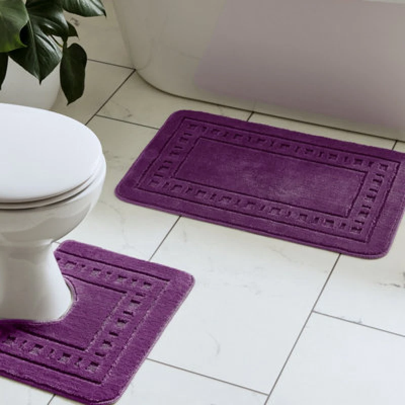 Image of Catherine Lansfield 'Armoni' Bath Mat and Ped Set Plum