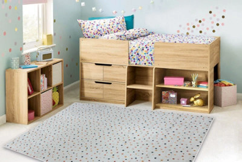 Image of RugsX Bambino 47890 Washing Carpet Dots For Children Anti Slip - White / Brown 120X170 Cm